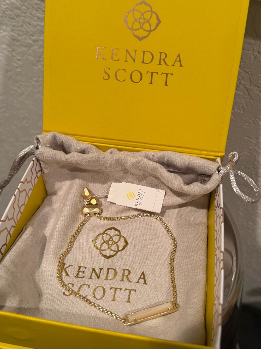 Kendra Scott Gold Adjustable Lariat Necklace with Ivory Accent